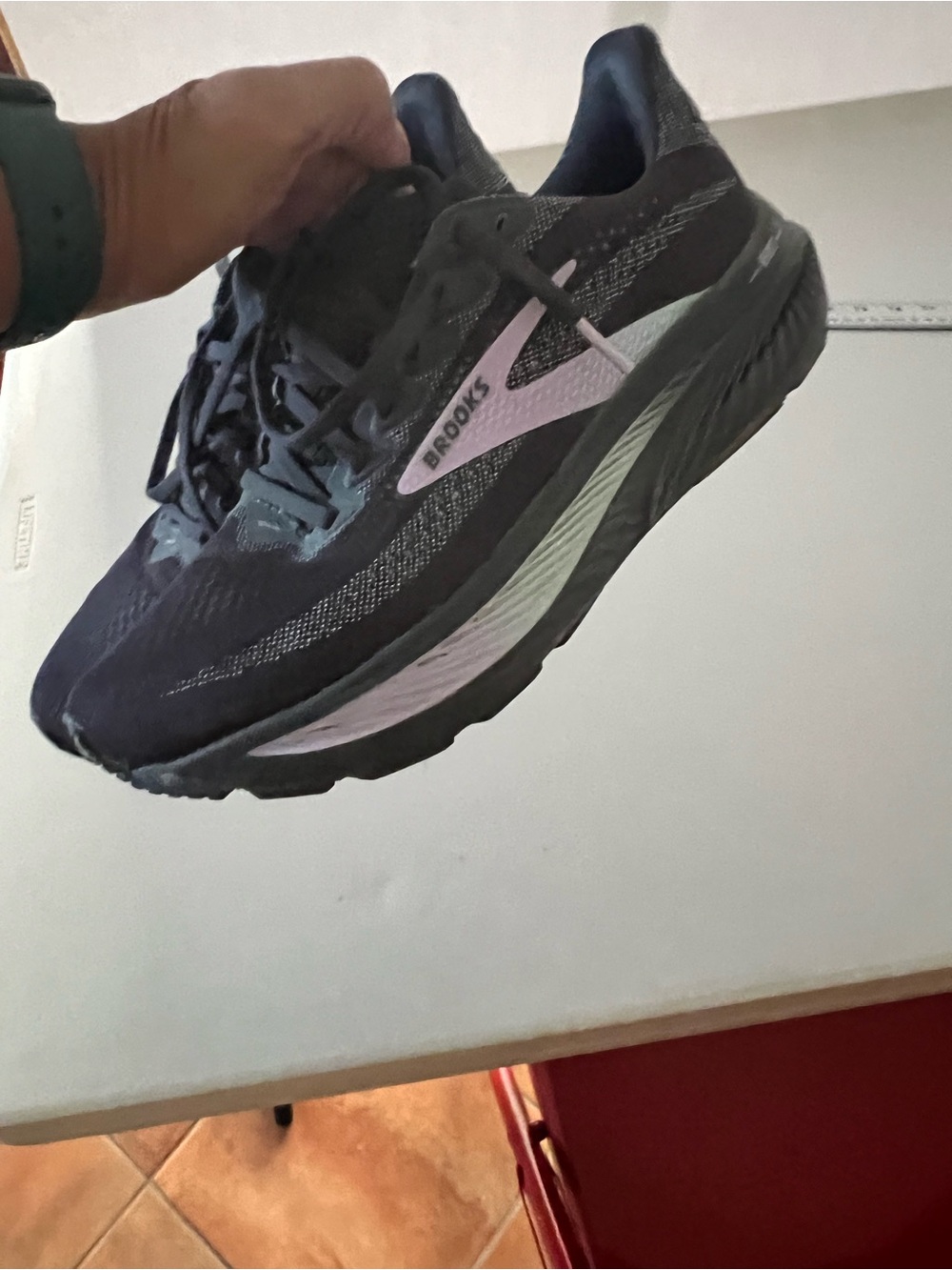 Brooks Women's Black Sneakers with Light Pink and Mint Trim
